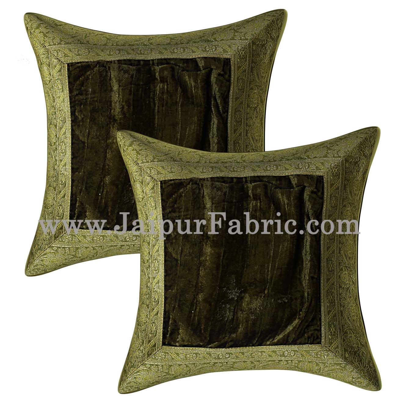 Green Color Velvet Cushion Cover