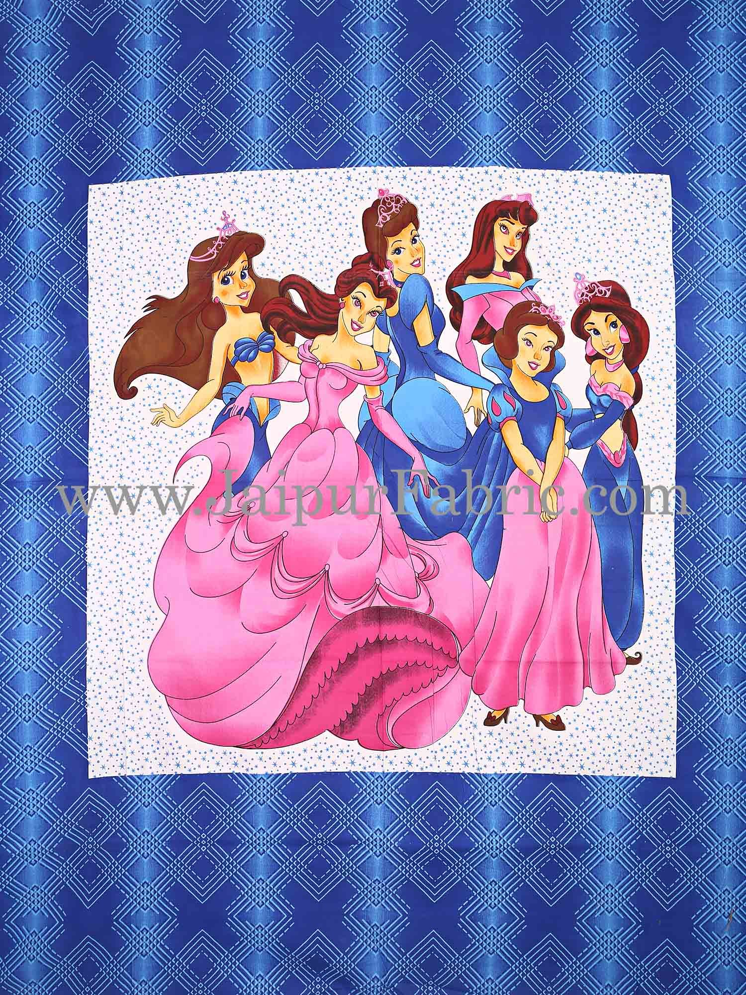 Blue Barbie Doll Cotton Double Bed Sheet