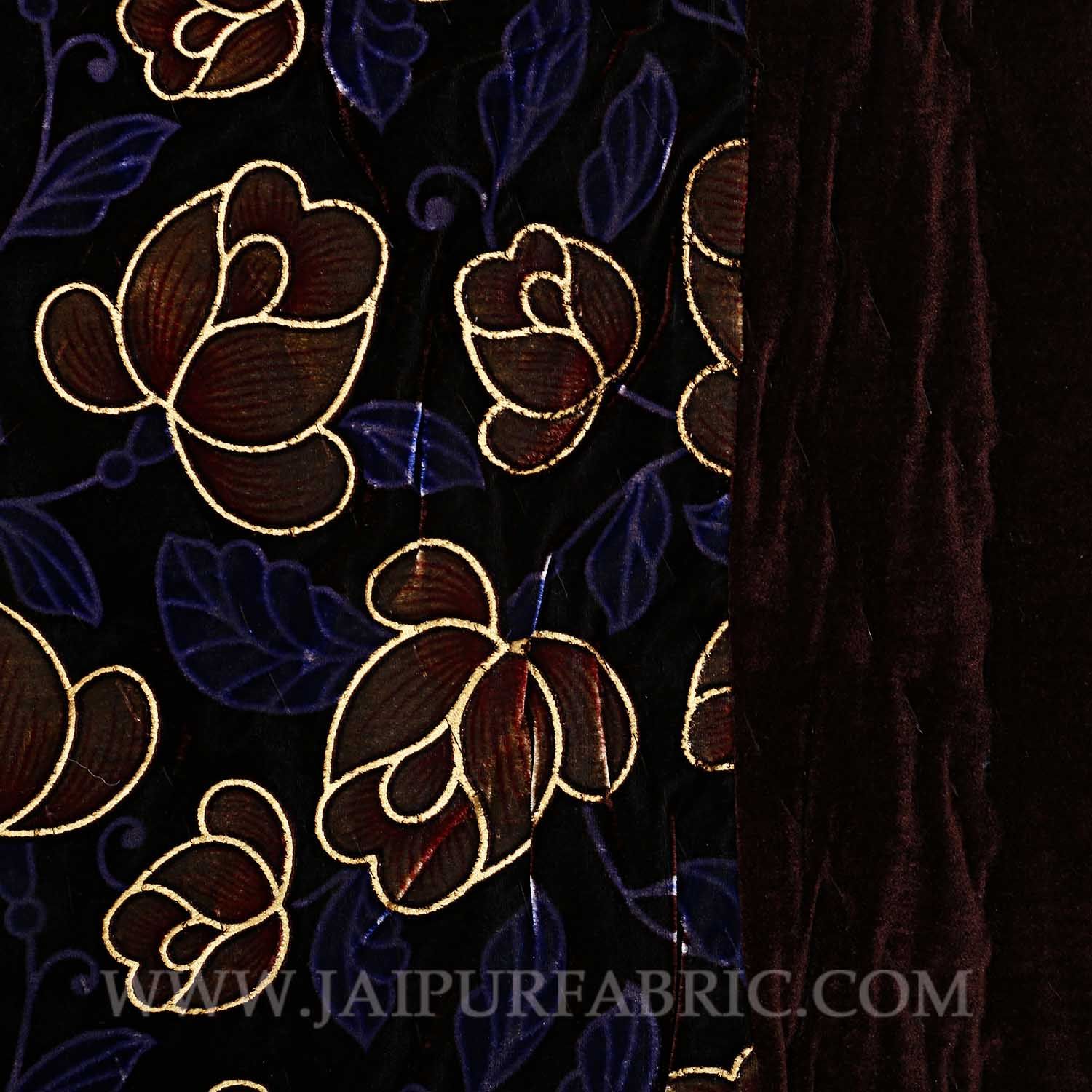 Jaipuri Printed Single Velvet Quilt/Rajai Hand Crafted Floral Print