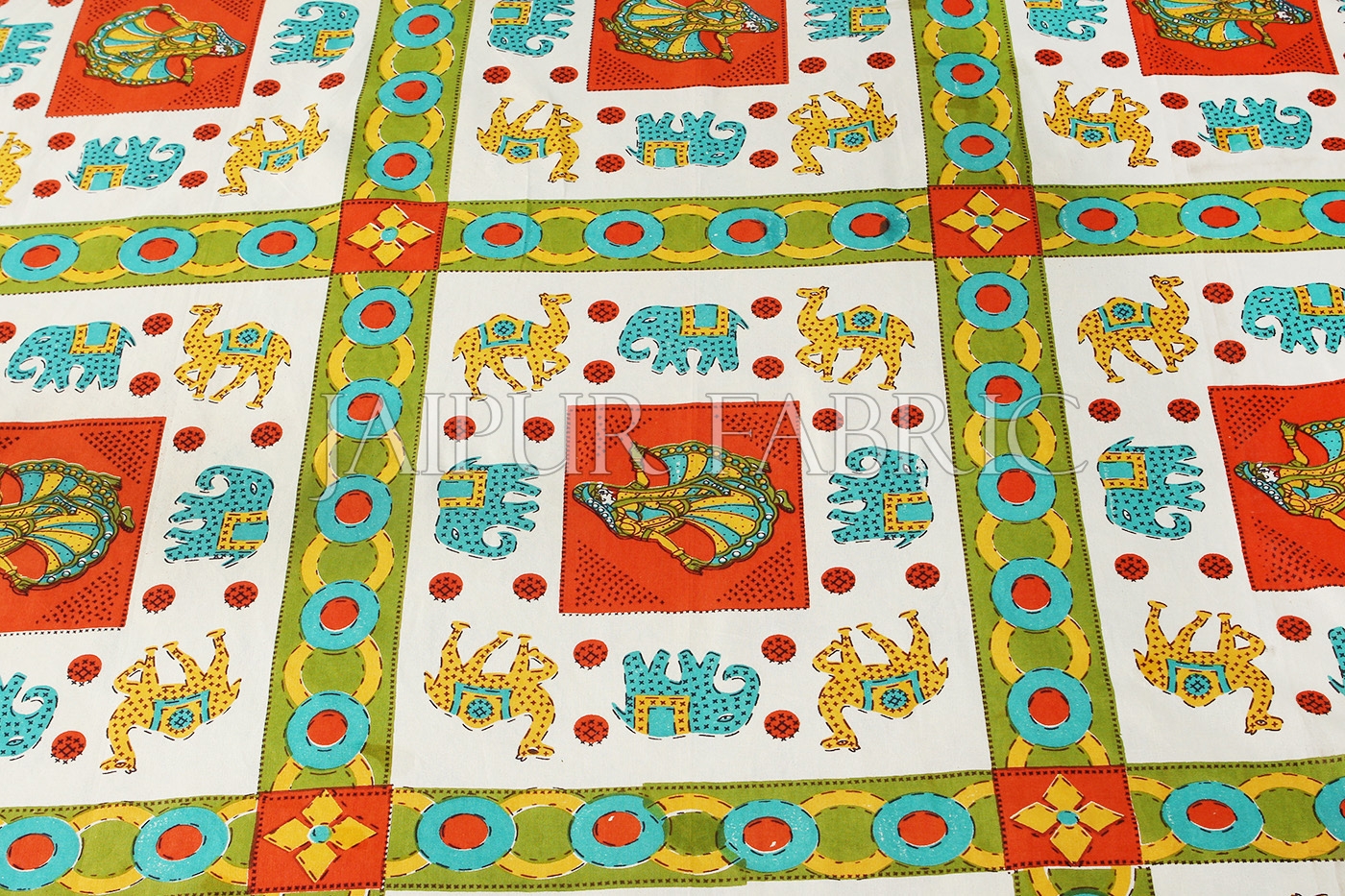 Orange Border Multi Pattern Printed Single Bed sheet
