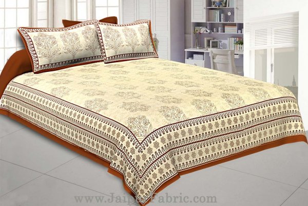 Brown Gamla block Double Bedsheet With 2 Pillow covers