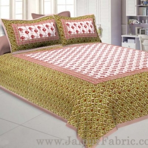 Floral BedSheet Double Bed with Brown Base