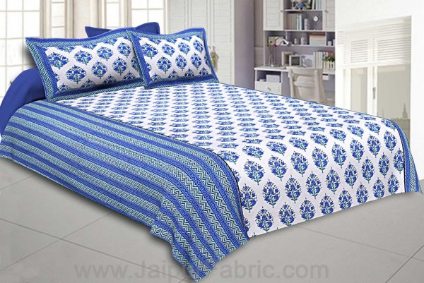 Double Bedsheet Royal blue Bouquet Design