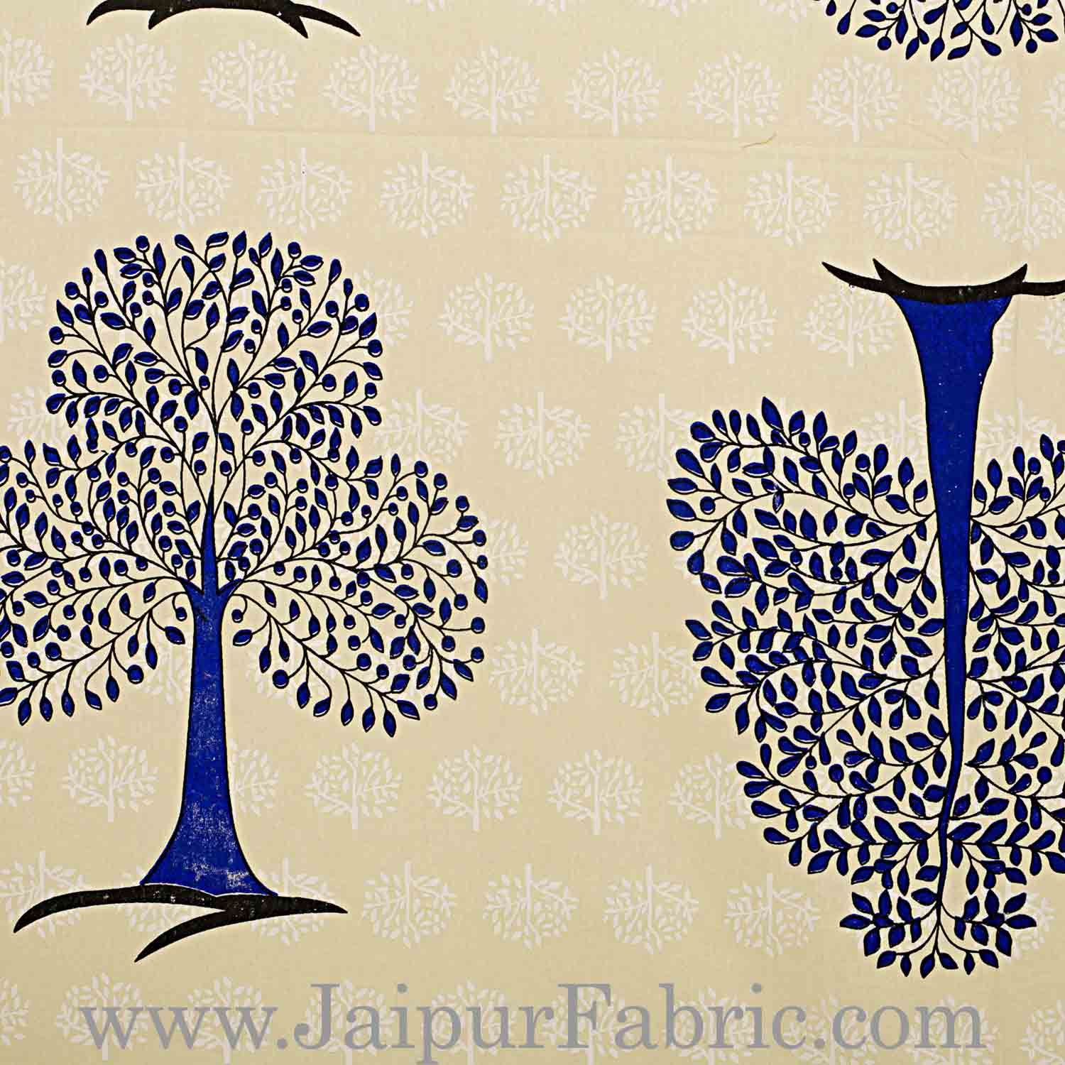 Double bedsheet Blue Small Tree Smooth Cotton Screen Print