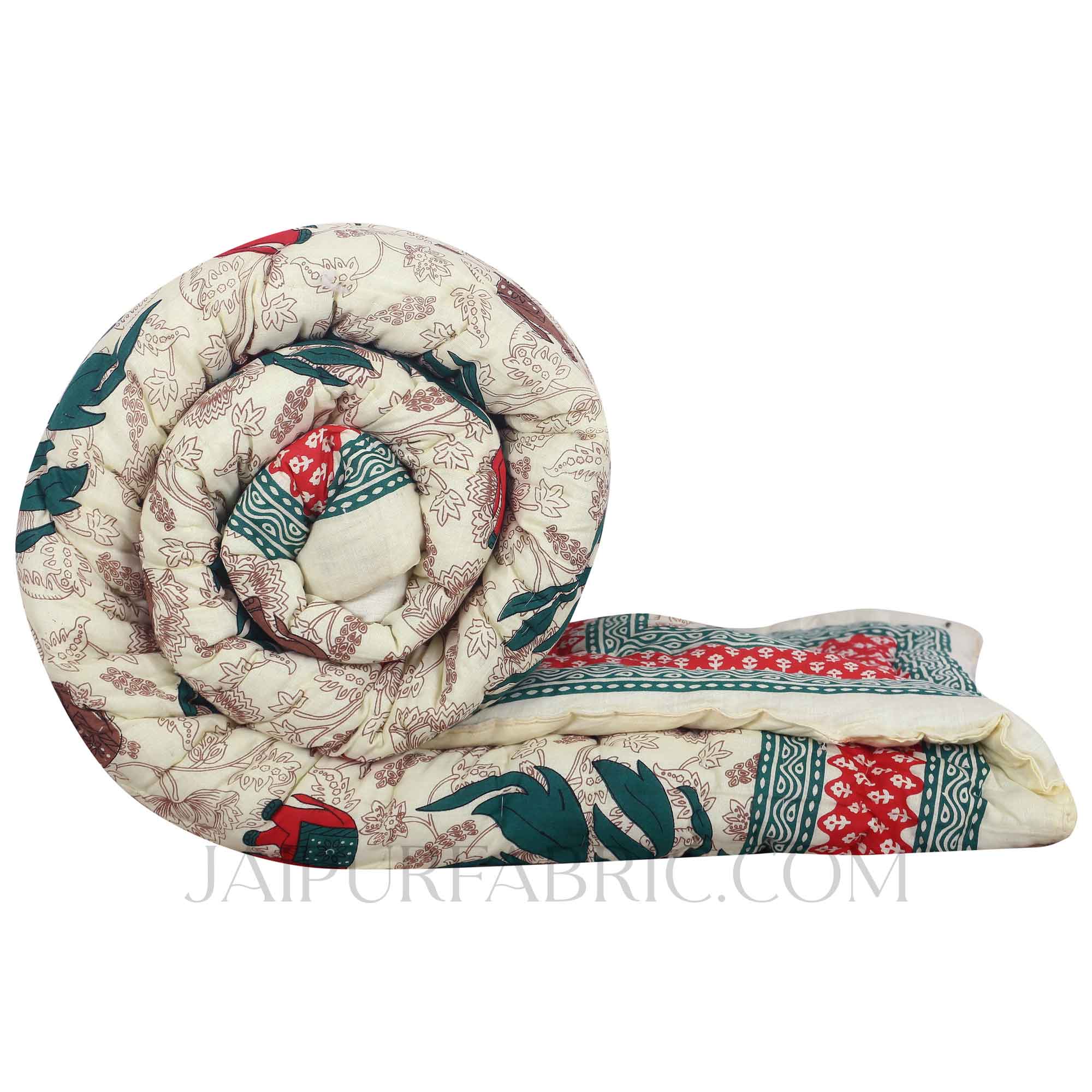 Colorful Forest Jaipuri Double Bed Quilt