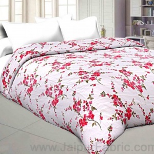 Muslin Cotton Double bed Reversible mulmul Dohar in Red floral print