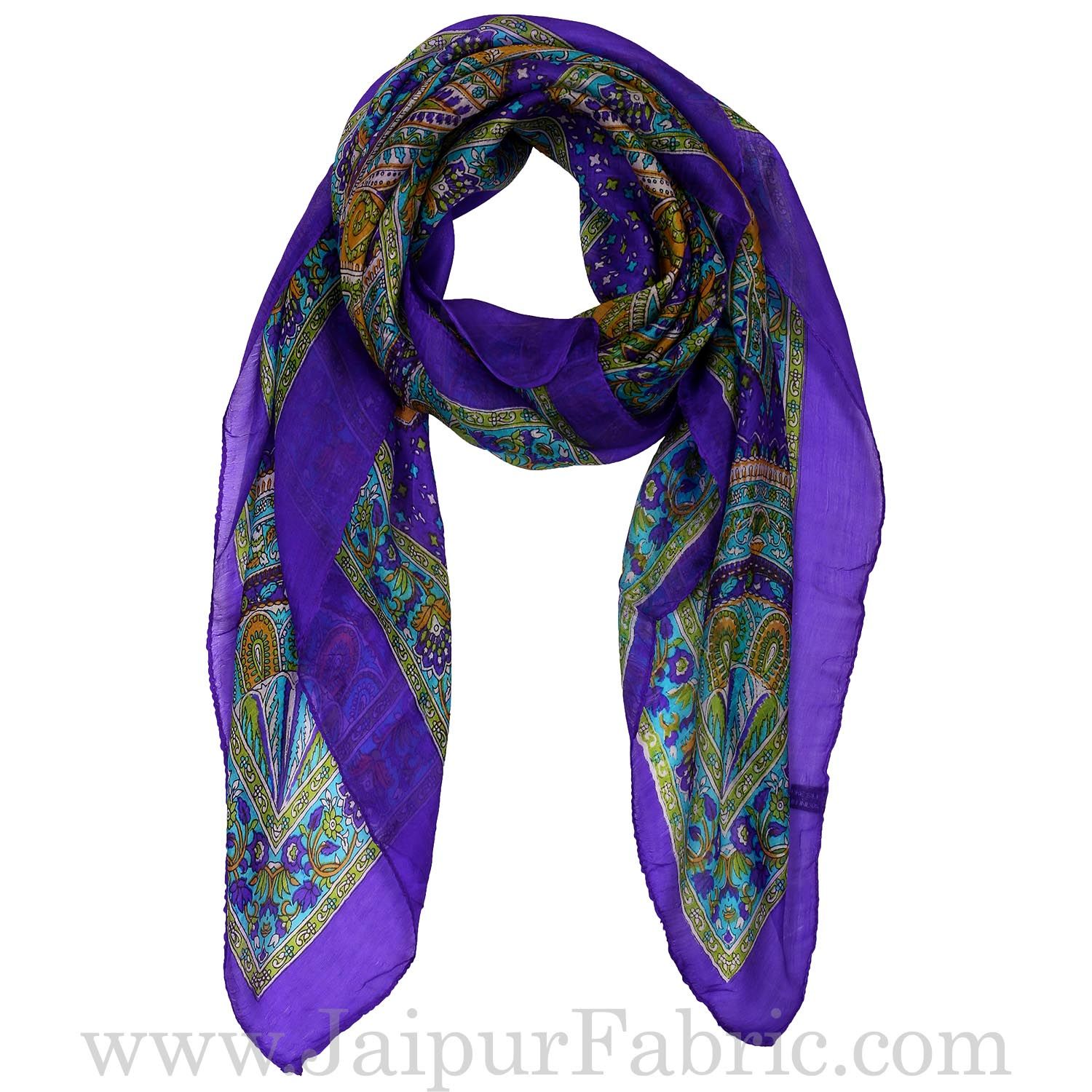 Silk Scarf Royal Blue Paisely Look