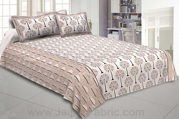 Double Bedsheet Brown Palm Tree Print Cotton