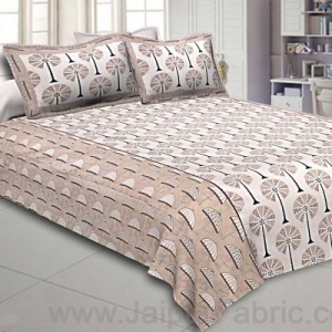 Double Bedsheet Brown Palm Tree Print Cotton