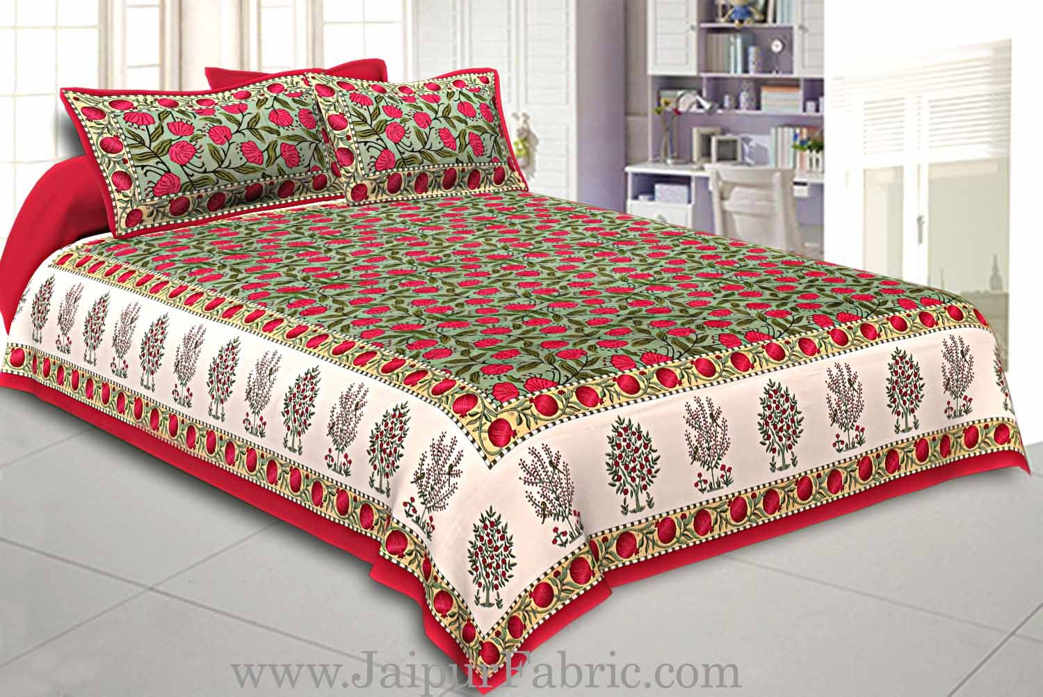Double Bedsheet Super Fine Cotton Smooth Touch  With Floral Print Hand Block