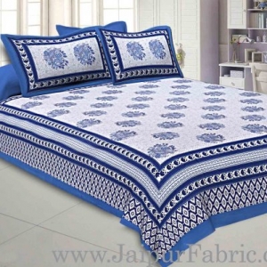 Double bedsheet Firozi Border With Big Boota  Print Fine Cotton With Two Pillow Cover
