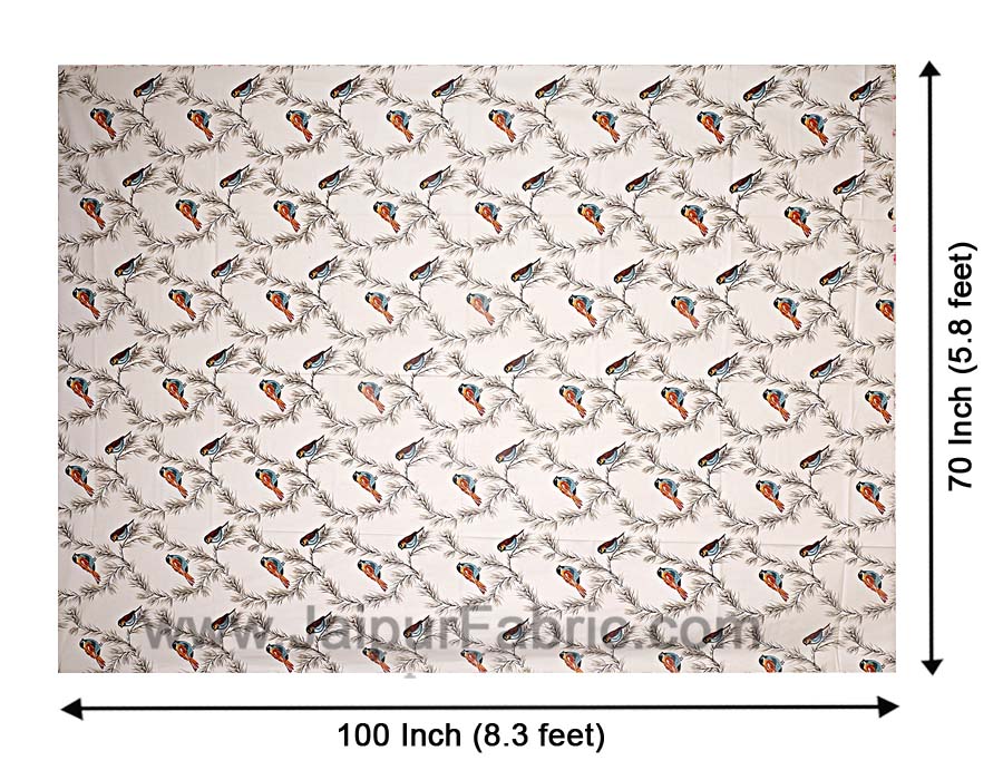Pure Cotton 240 TC Single Bedsheet indian bird print brown taxable