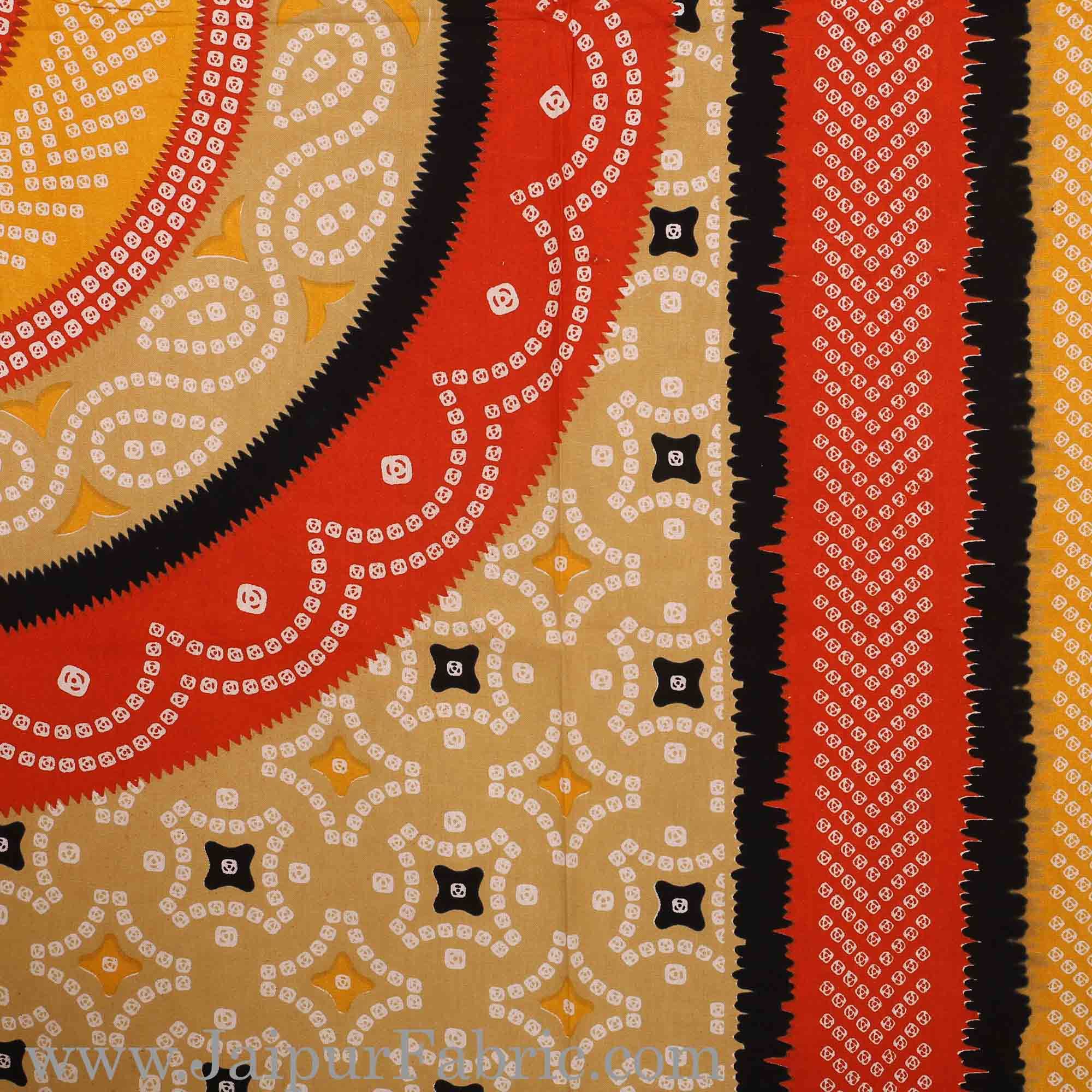 Single Bedsheet Pure Cotton Brown  Border with  Bandhej and Rangoli Print
