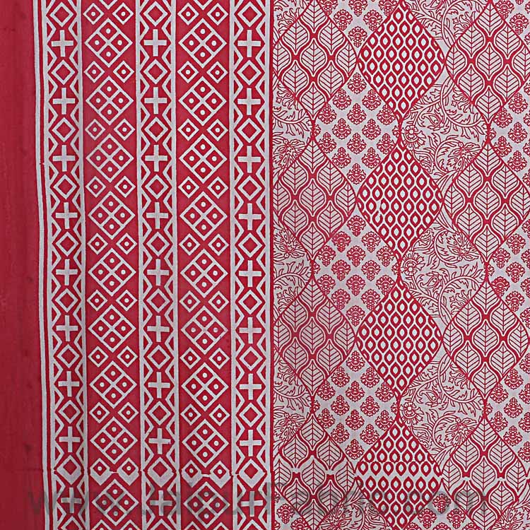Double Bedsheet Big Bell  Print Red Pink Border Fine Cotton