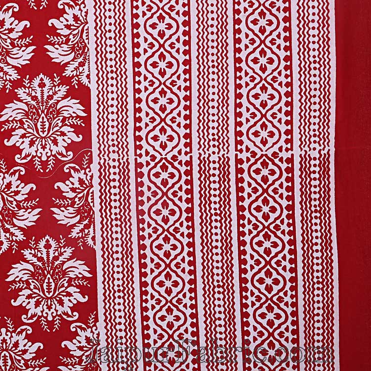 Double bedsheet Ruby Red Hand Block Floral Print