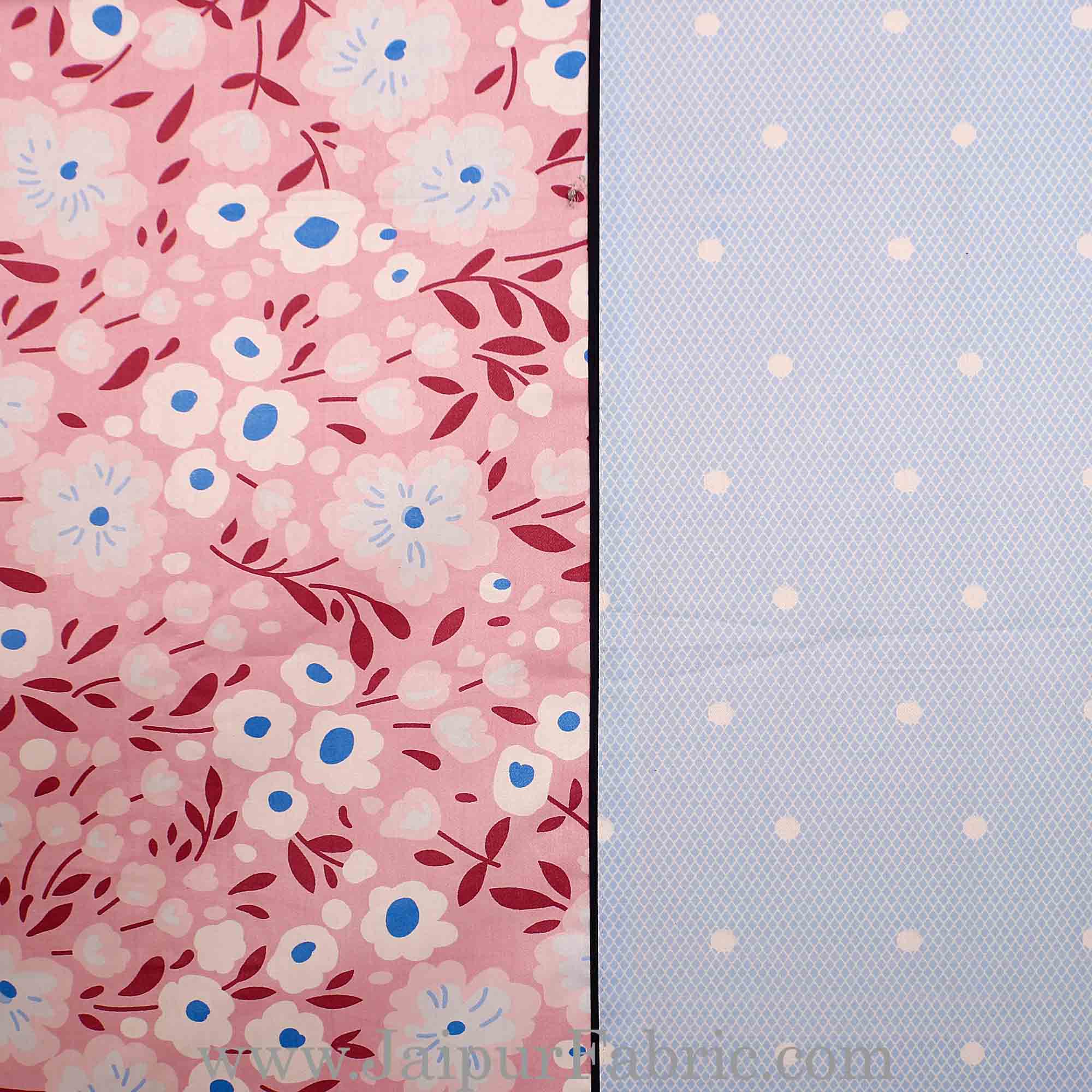 Blooming Blue Mauve Double Bedsheet