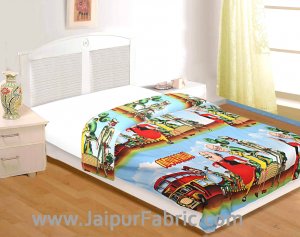 Motu Patlu Cartoon Kids Design Print Double Bed Reversible AC Blanket | Dohar | Quilt | Comforter | Duvet (Polycotton, Multicolor)