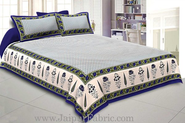Double Bedsheet New Look Super Fine Cotton Blue Border