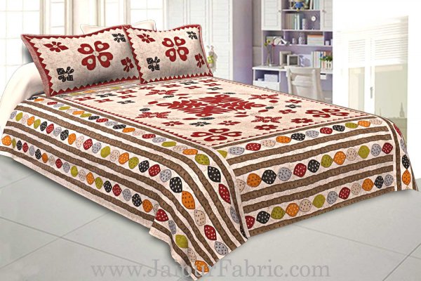 Double Bedsheet Cream Base Barmeri Rangoli Print