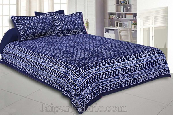 Double Bedsheet Dabu Indigo Dye Navy Blue Hand Block Print