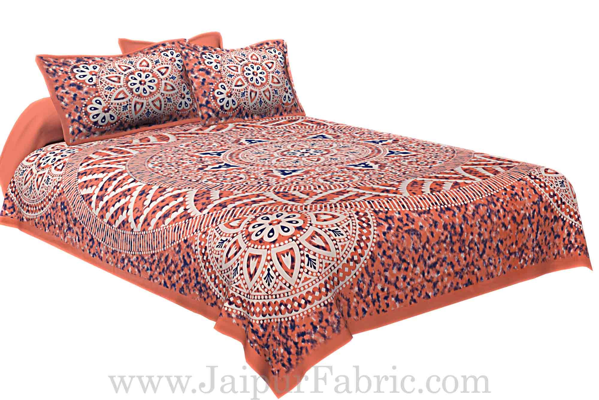Double bedsheet Pink Color Sanganeri Rangoli Pattern Smooth Touch With 2 Pillow Cover