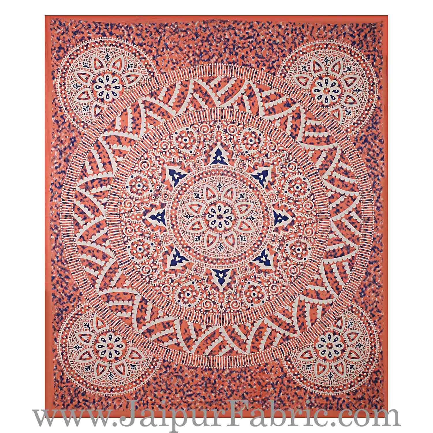 Double bedsheet Pink Color Sanganeri Rangoli Pattern Smooth Touch With 2 Pillow Cover