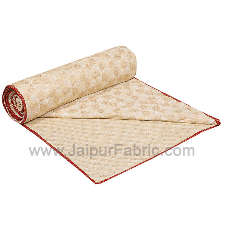 Muslin Cotton Double bed Reversible mulmul Dohar in pastel hand block gold print
