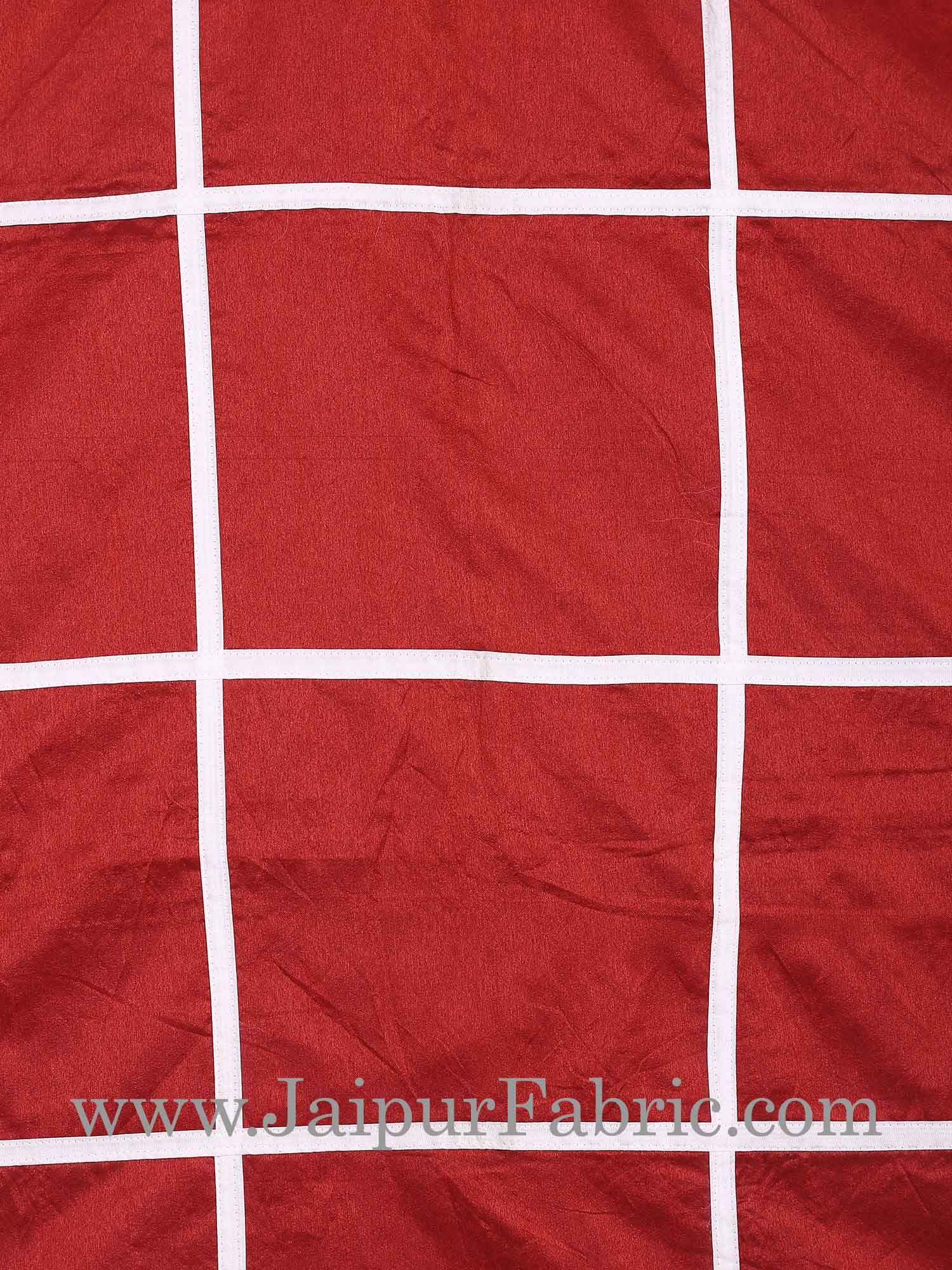 Light Red   With  White Check Silk festive Double Bed sheet