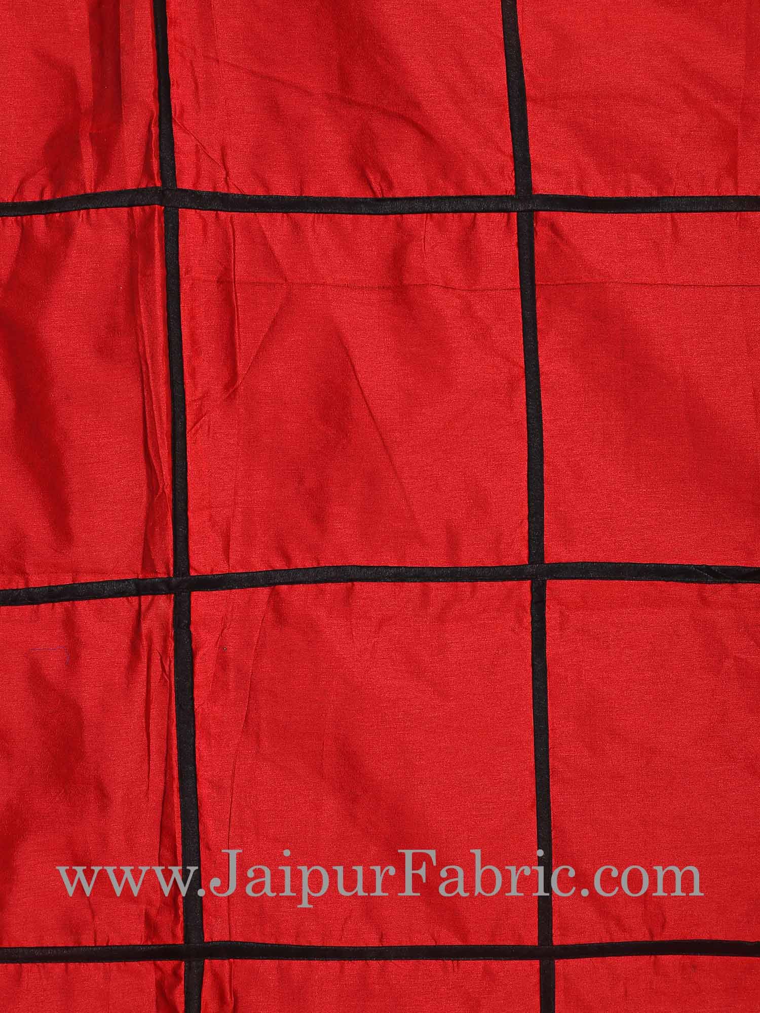 Light Red  With Check Silk festive Double Bed sheet