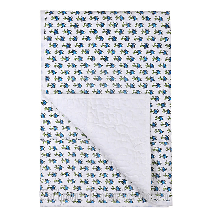 Baby Blanket Newborn Green & Sky Blue Soft Crib Comforter and Toddler Swaddling Blankets for Babies 120 x 120 cm Colourful White Base Baby Quilt