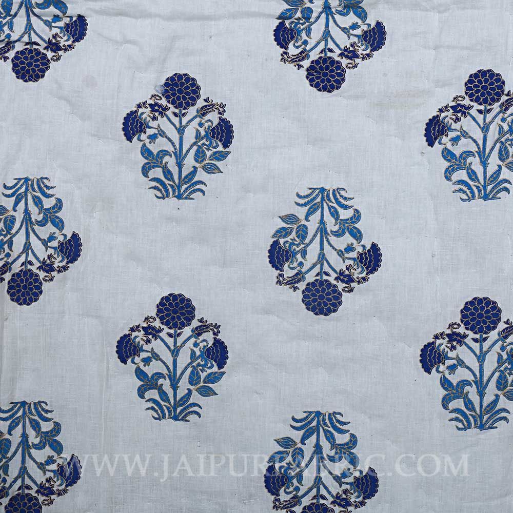 Single Quilt Blue Mughal Print Super Fine  Golden Print Reversable