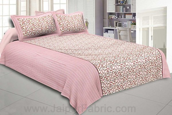 Double Bedsheet Baby Pink Floral Motif  Print
