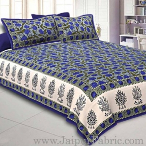 Double Bedsheet With Blue Border  Big Dot Super Fine Cotton Smooth Touch