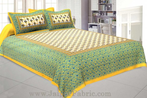 Floral BedSheet Double Bed with Yellow Base