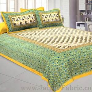 Floral BedSheet Double Bed with Yellow Base