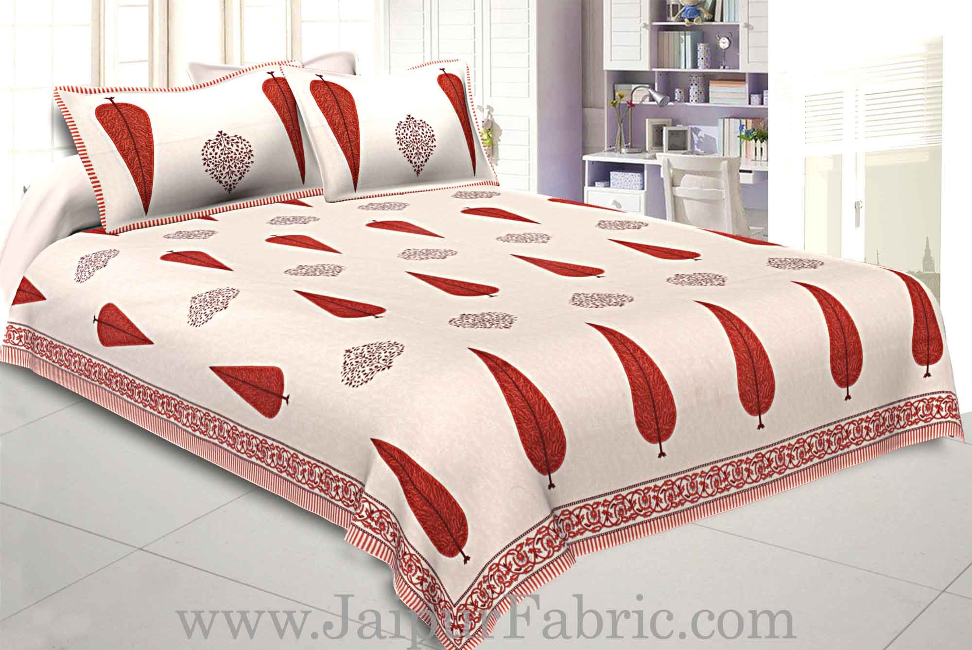 Double bedsheet Red Long Tree Smooth Cotton Screen Print