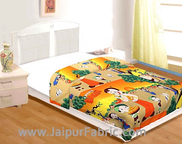 Multi Color Chota Bheem Printed Single Bed Dohar