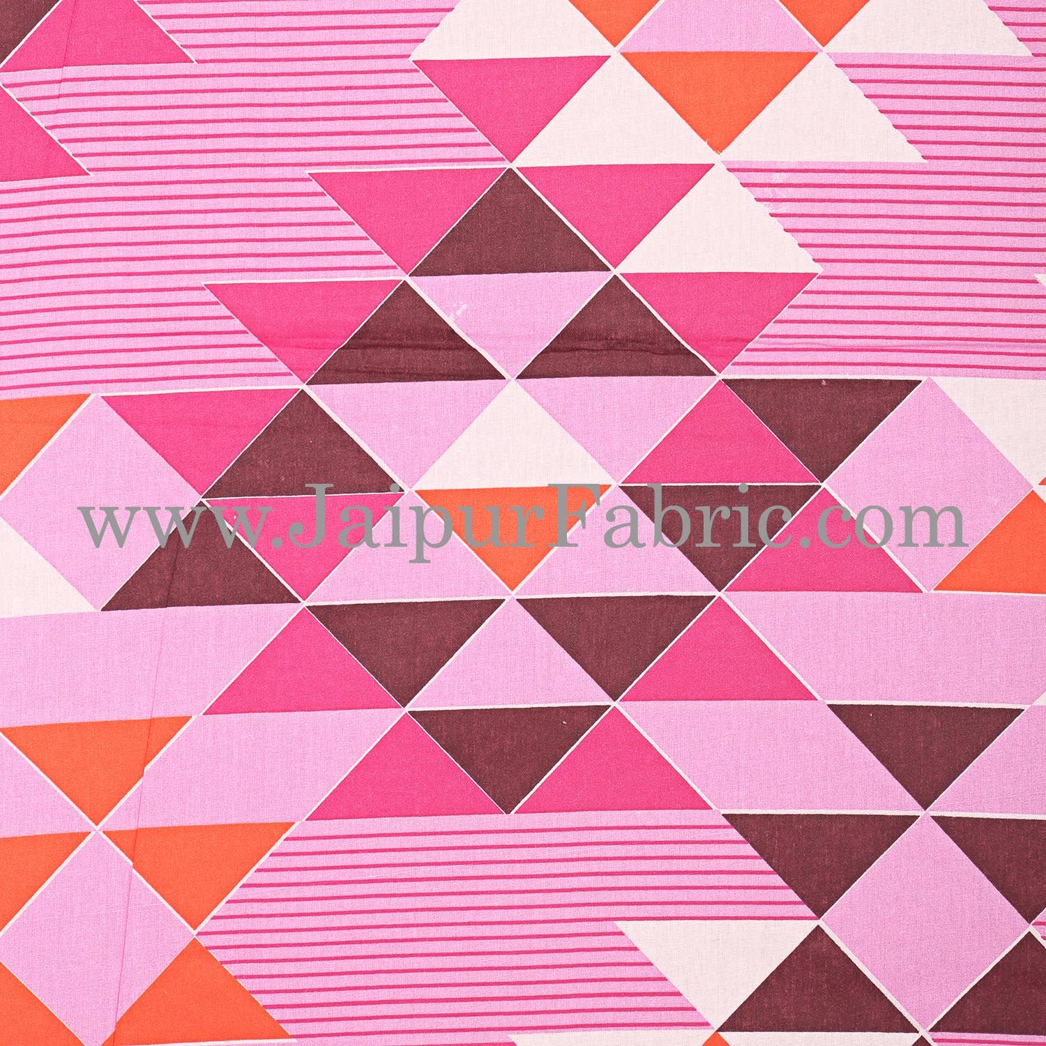 Pink Geometry Design Cotton Double Bed Sheet