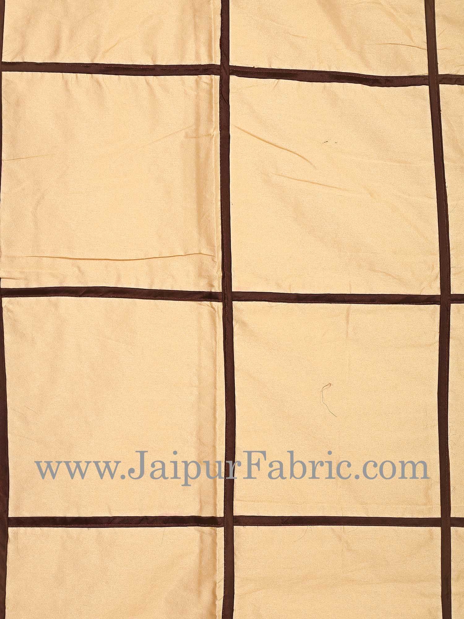 Cream With Check Silk festive Double Bed sheet