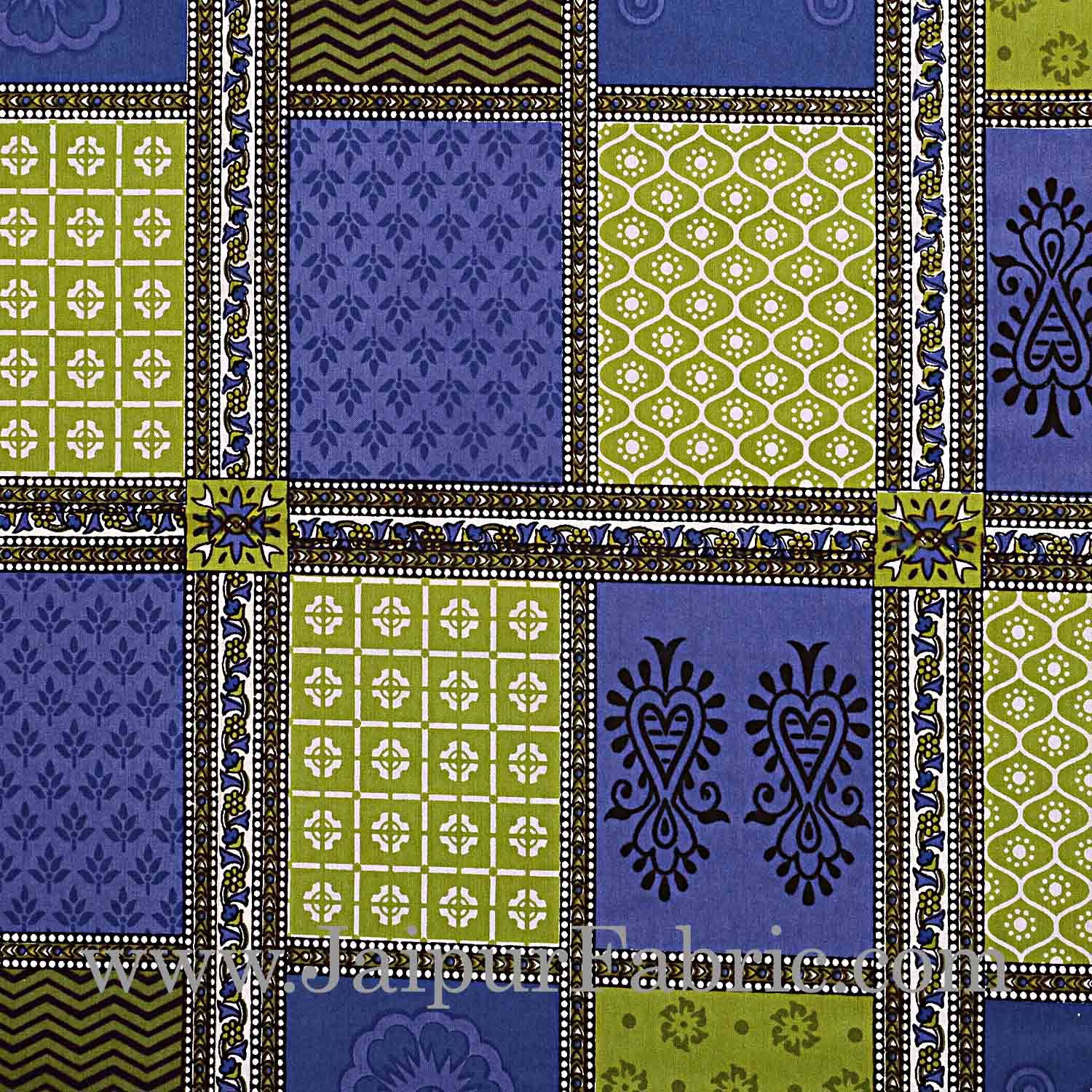 Blue  Border Multicolor Checkered Super fine Cotton Double Bedsheet