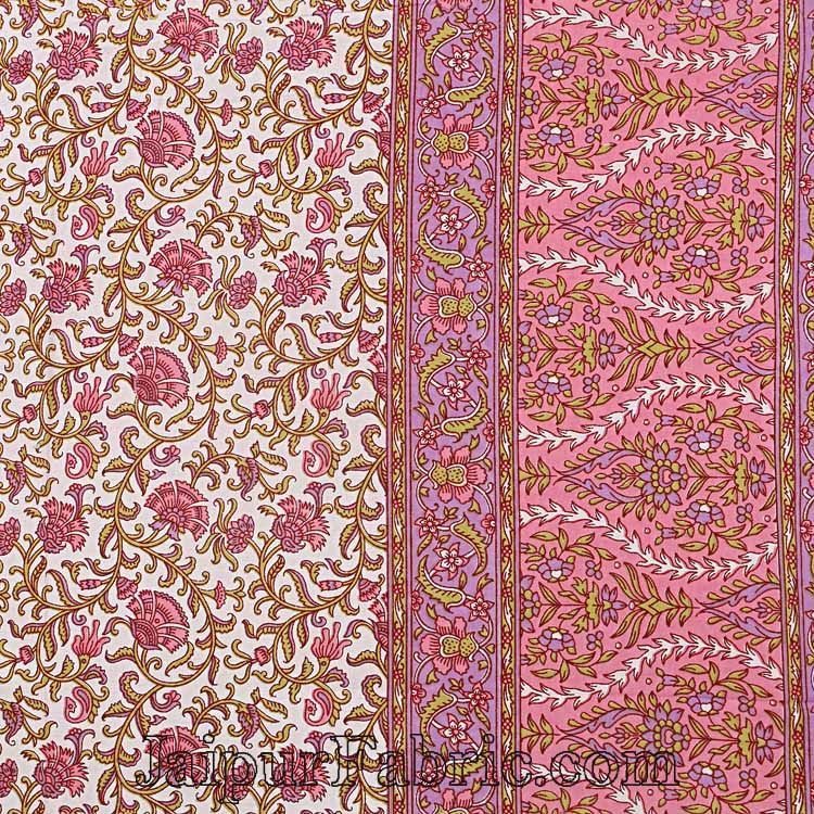 Double Bedsheet Pink Vintage Seamless Jaal Print With 2 Pillow Covers