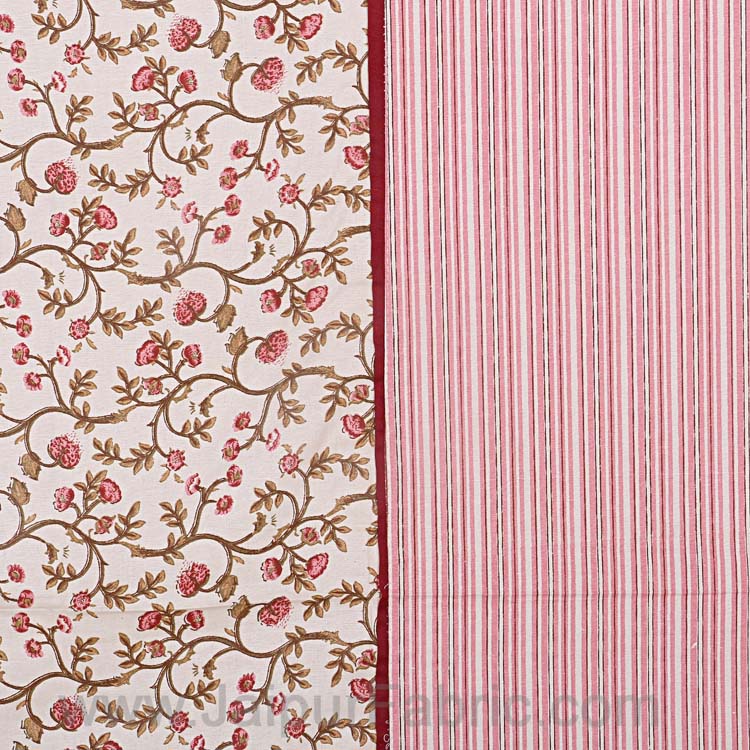 Double Bedsheet Baby Pink Floral Motif  Print