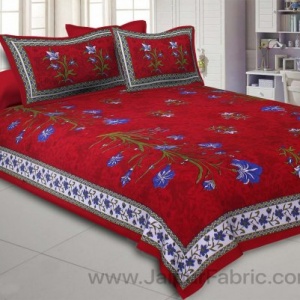Red Tree Print Double Bedsheet