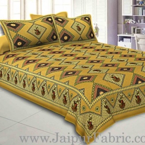 Double bedsheet Brown Color Gujri Dance  Pattern Smooth Touch With 2 Pillow Cover