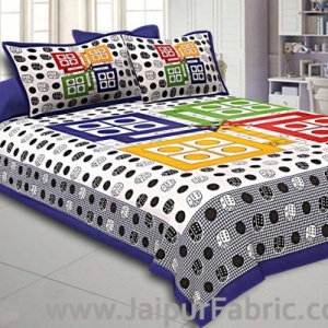 Ludo Print 152 TC Cotton Double Bedsheet with 2 Pillow Covers