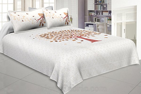 Twill Cotton Double Bedsheet Chocolate Brown Spring Tree
