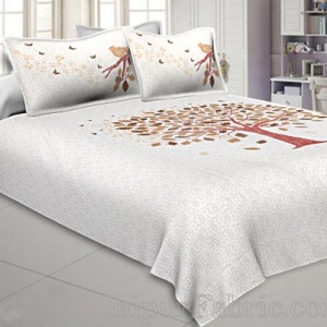 Twill Cotton Double Bedsheet Chocolate Brown Spring Tree