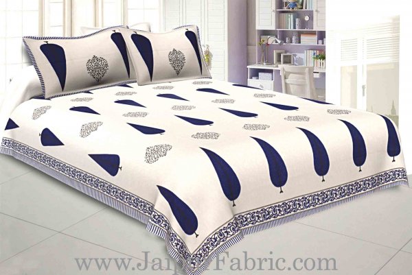 Double bedsheet Blue Long Tree Smooth Cotton Screen Print