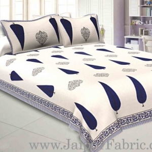 Double bedsheet Blue Long Tree Smooth Cotton Screen Print