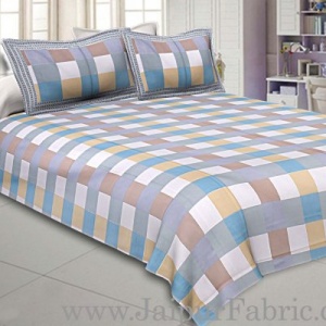 240 TC Multi Checkered Double Bedsheet with 2 Pillow Cover